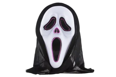 Scream Maske Med LED Lys Og Hætte