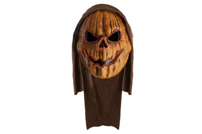 Pumpkin Mask / Græskar Maske Med LED Og Hætte