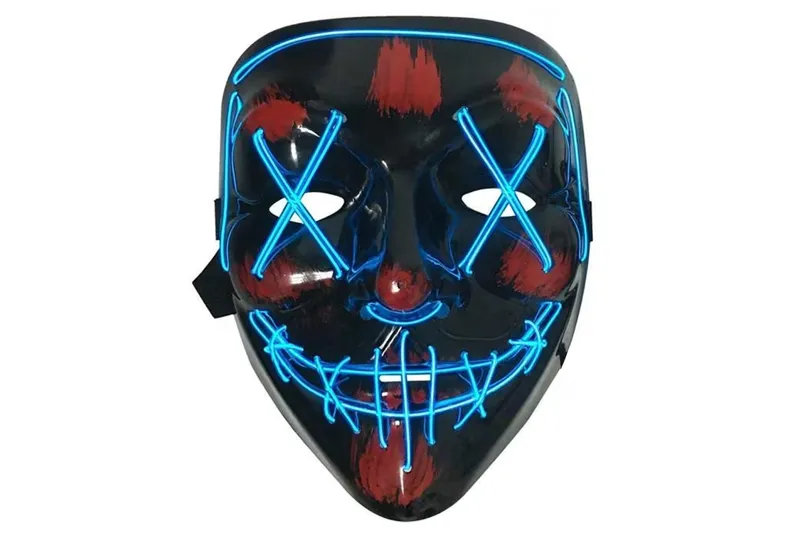 Lysende LED Halloween Maske – Blå