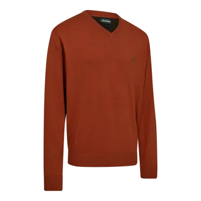 Harrington Strik Med V-Hals, Oak Rust Melange - Deerhunter