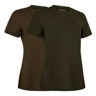 Lady 2-PAK T-Shirts, Fallen Leaf / Timber - Deerhunter