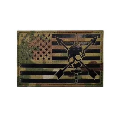 Fluorescente Bandera EEUU Calavera Velcro Macho Trasero