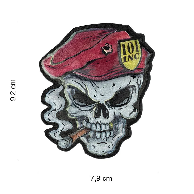 101 Inc Patch - 3D PVC, UV Skull Beret · Rojo