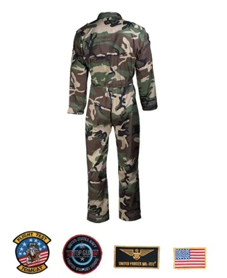 US Flyvedræt Med Patch, Camouflage, Str. S - XXXL - Mil-Tec