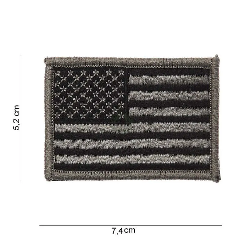 Stofmærke, USA Flag, Sølv, Velcro