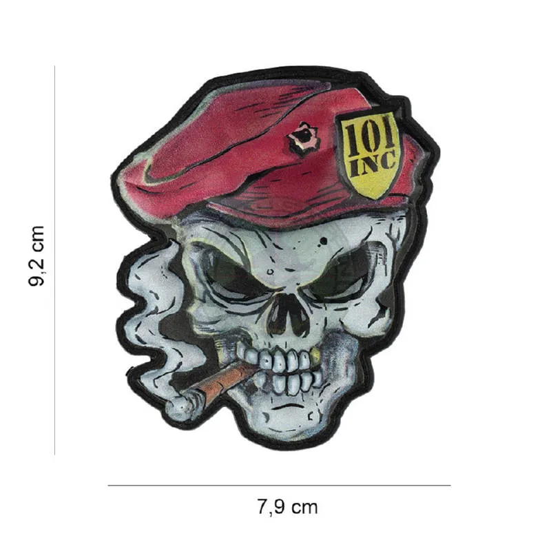 3D PVC, UV Skull Beret · Rojo