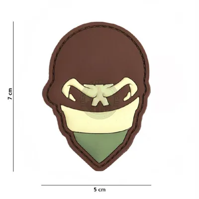 3D PVC, Polish Skull Balaclava, /Brun/Grøn