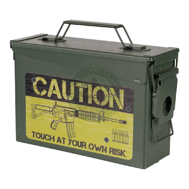 Ammunitionskasse,.30 mm, Caution Risk, Grøn