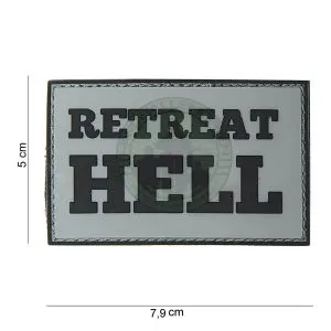 3D PVC, Retreat Hell, Grå Med Sort Tekst