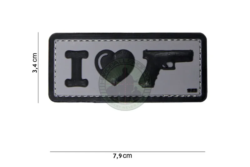 3D PVC, I Love My Sidearm, Grå/Sort