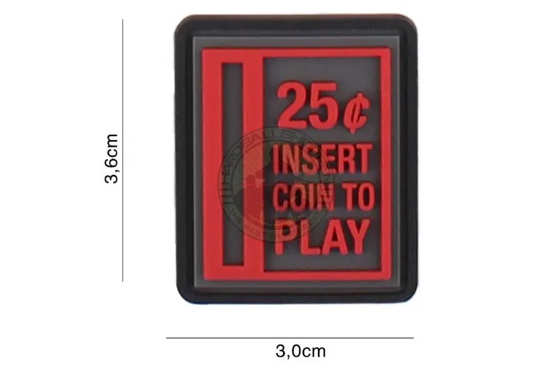 3D PVC Insert Coin to Play, Rød