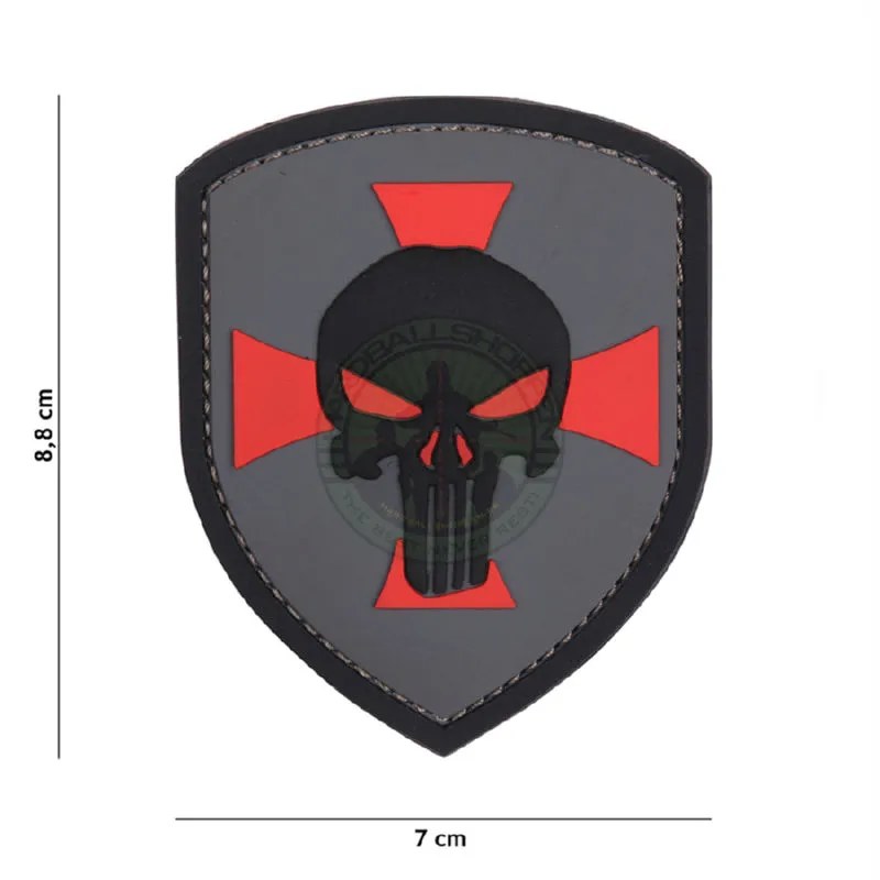 3D PVC, Shield Punisher Cross, Grå/Rød
