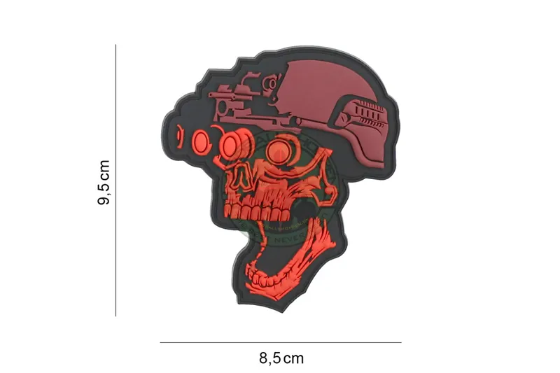 Patch 3D PVC Night Vision Skull, Rød