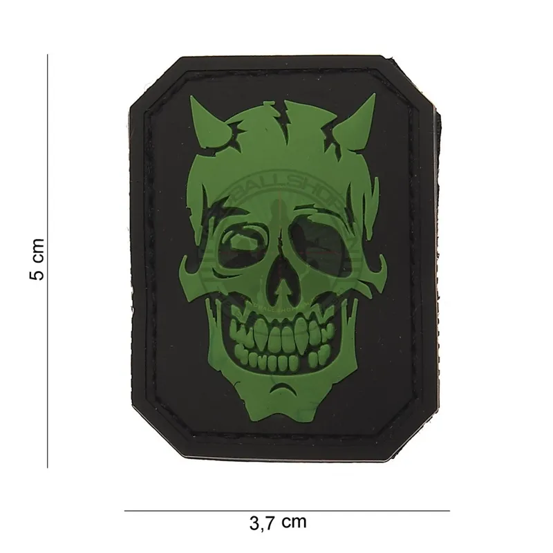 3D PVC, Devil Skull, Grøn På Sort Baggrud