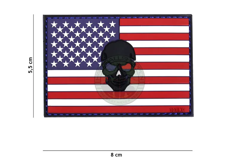 3D PVC, USA Flag Med Kranie
