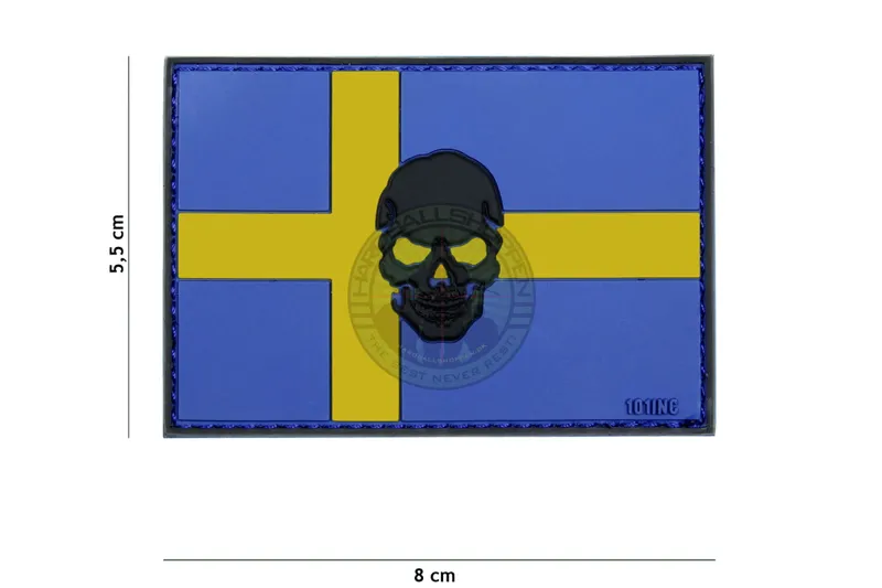 3D PVC, Sverige Flag + Skull