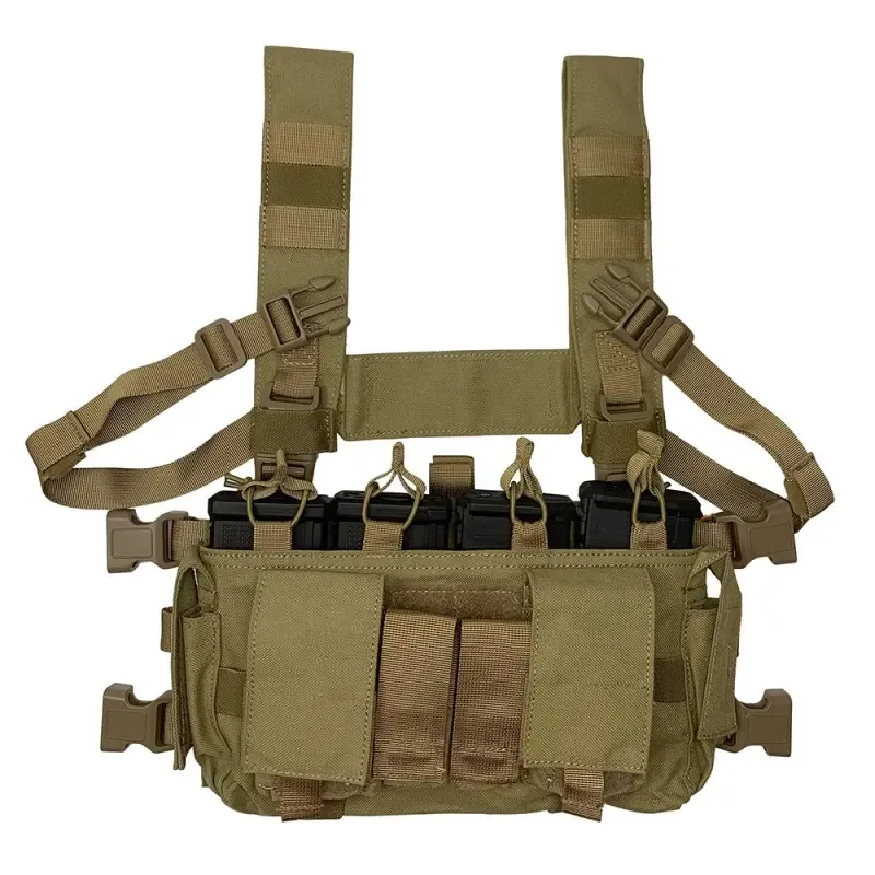 Chest Rig Multi con Pouches Frontales Variados · Tan / FDE