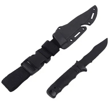 Cvičný Gumový Nůž S Pouzdrem 24cm - Černý - TCX