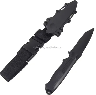 Cvičný Gumový Nůž S Pouzdrem 25,5cm - Černý - TCX