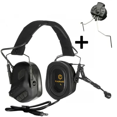 Taktický Headset M32 Plus Set S Montáží Na Helmu – Černá - Earmor