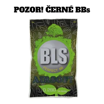 BLS Airsoftové BIO Kuličky 0,28g, 3500 BBs (Sáček) – Černá - BLS (Taiwan)