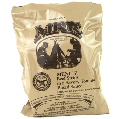 Mre Menu 7 Beef Strips in a Savory Tomato Based Sauce - Originál US Army