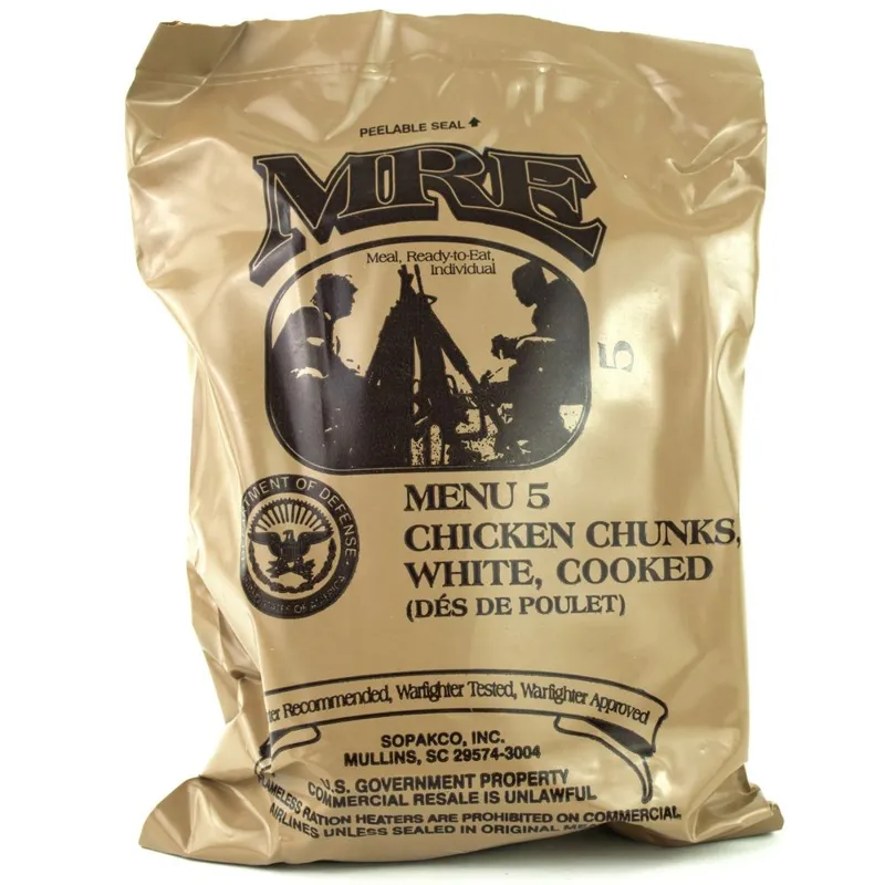 Originál US Army Mre Menu 5 Chicken Chunks,, Cooked · Blanco