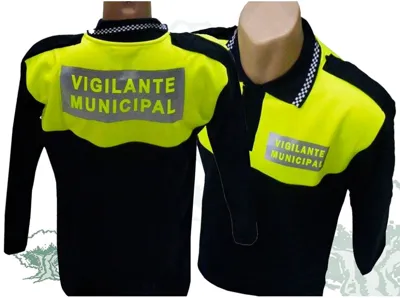 Polo Vigilante Municipal Manga Larga Damero Cuello