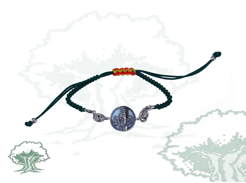 Pulsera Virgen del Pilar de con Macrame · Plata