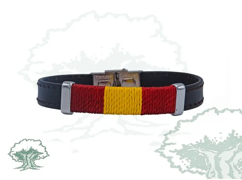 Pulsera España de Cuero e Hilo