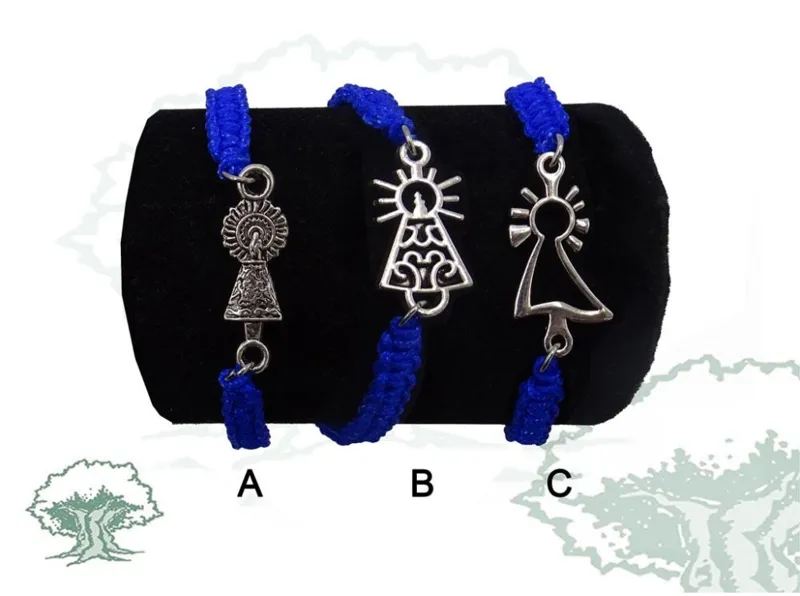 Pulsera Virgen del Pilar de Macramé · Azul