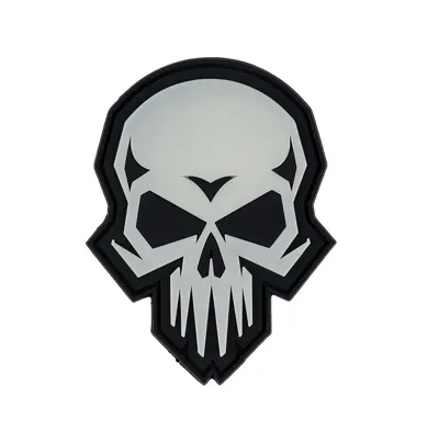 Nášivka 3D Plastová Psycho SKULL Velcro GLOW IN the DARK - 101Inc