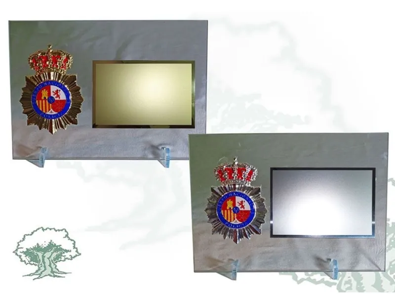 Placa Policía Nacional de Cristal Horizontal