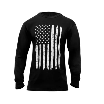 Triko BÍLÁ Vlajka USA Dlouhý Rukáv ČERNÉ - Barva: ČERNÁ -, Velikost: XXL - Rothco