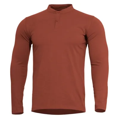 Triko ROMEO Henley 2.0 Dlouhý Rukáv Červené - Barva: Červená, Velikost: M - Pentagon
