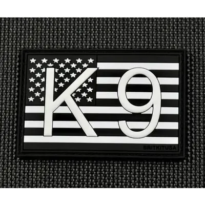 K9 US Flag 3D PVC Morale Patch GITD - BritKitUSA · Black white