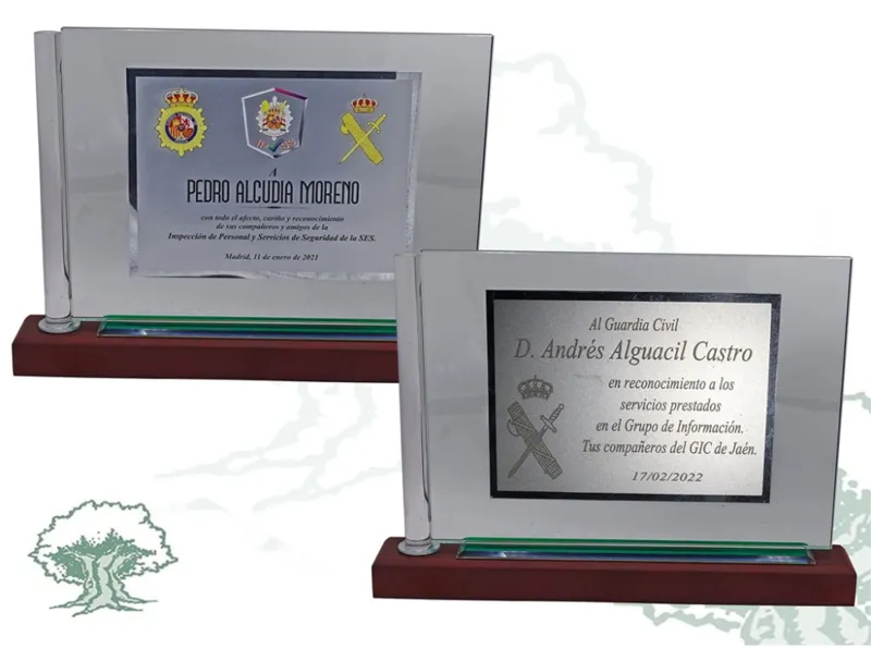 Placa de Cristal y Madera