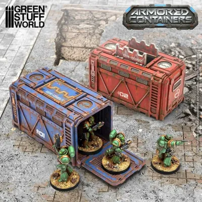 STUFF WORLD Contenedores Blindados Sci-Fi de Plástico (Pack x2) (13585) - Green Stuff Word