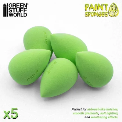 STUFF WORLD Esponjas para Pintar Tipo Lágrima - Pack 5 (6545) - Green Stuff Word