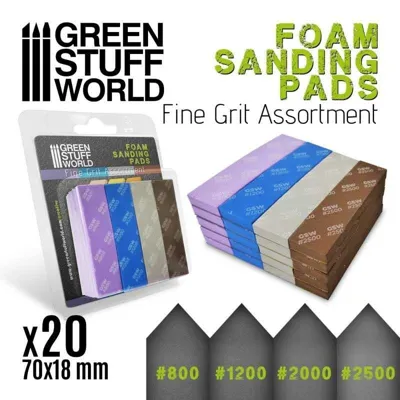 STUFF WORLD Lija de Espuma EVA - Surtido de Grano Fino x20 Uds (10976) - Green Stuff Word