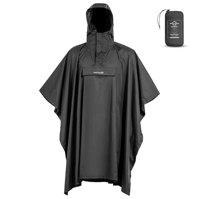 Pentagon Αδιάβροχο Πόντσο Cloudburst Packable Rain Poncho Μαύρο