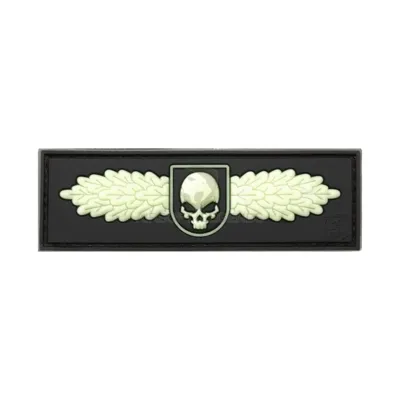 Winged Skull Rubber Patch Glow in the Dark - JTG