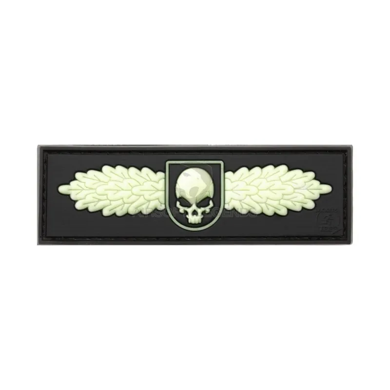JTG Winged Skull Rubber Patch Glow in the Dark
