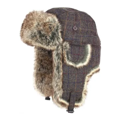 Beranice WOOL Trapper Kostkovaná HNĚDÁ - Barva: HNĚDÁ, Velikost: 61 - Jack Pyke