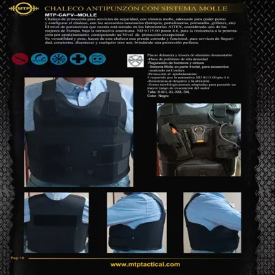 Antipunzón Ligero con Placas de Aluminio y Sistema MOLLE - M.T.P. Tactical