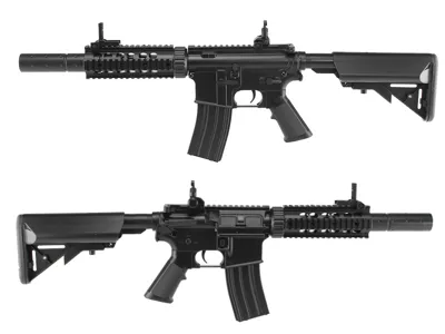 Airsoftová Zbraň M4 RIS CQB S Tlumičem (CM.513) - Černá - Cyma