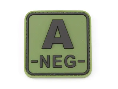 PVC 3D Nášivka S Krevní Skupinou A Neg - JTG