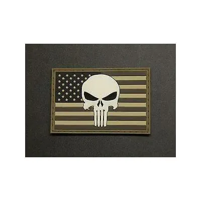 US Punisher 3D PVC Morale Patch Urban GITD Version - BritKitUSA