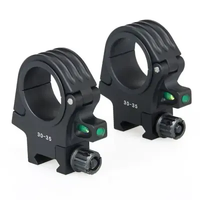 High Scope Rings 30mm - 35mm with Bubble Level - HM · Negro