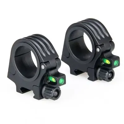 Low Scope Rings 30mm - 35mm with Bubble Level - HM · Negro